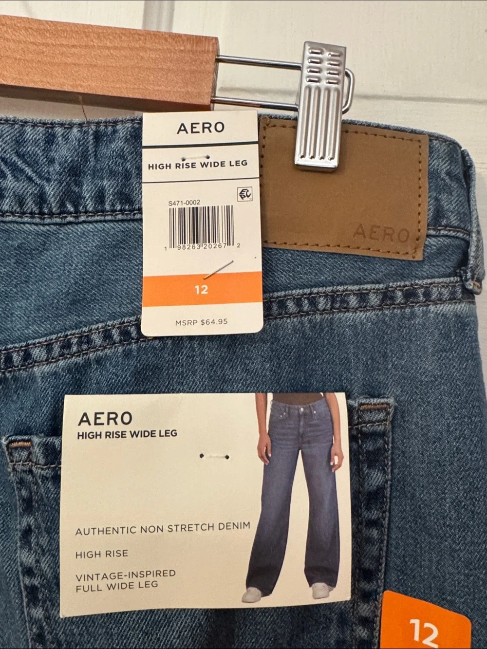 AERO NWT High Rise Wide Leg Jeans - Blue Dark Wash Vintage Inspired Size 12
